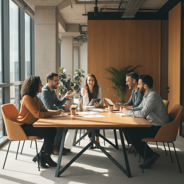 ClickVibe team in office meeting